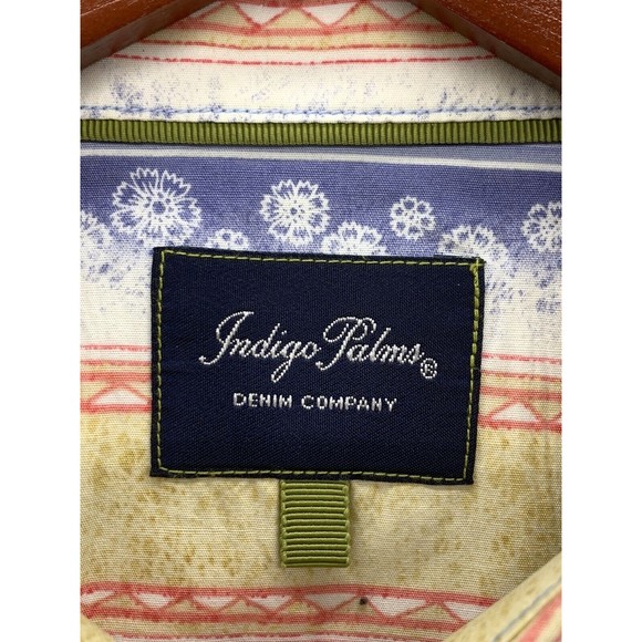 Indigo Palms Denim Co. Button Down Shirt Men's M Striped Floral Long Sleeve - Picture 3 of 16